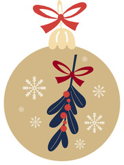 Cute Christmas ball toy with Red Mistletoe Berries