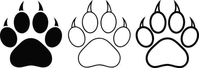 Wild Animal Claw Paw Print Icon Set Vector Illustration