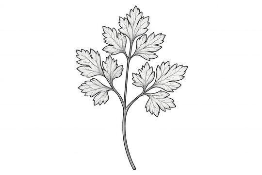 parsley plant drawing, black and white clip art preview