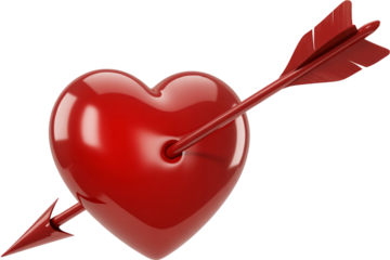 3d red heart with arrow representing love and valentine concept