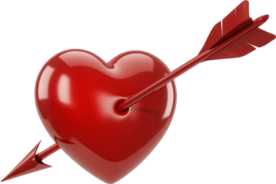 3d red heart with arrow representing love and valentine concept