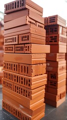 Stacked terracotta building blocks