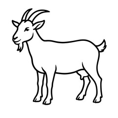 Fototapeta premium Outline of a standing goat with horns and beard 