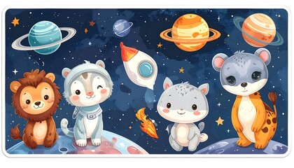 Cute animals in space