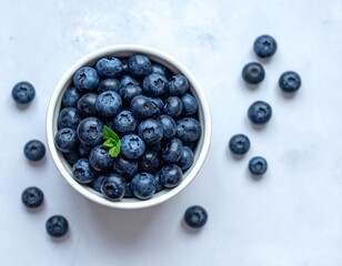Blueberries in white bowl