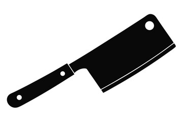 A black cleaver with a metallic edge is presented on a bright white background
