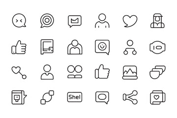 Social media icons set communication and user interface elements