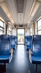Train interior, looking down aisle