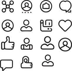 Social media icons user profile chat like and network
