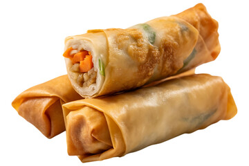 Vietnamese spring rolls with pork meat or crispy spring rolls image isolated on transparent background