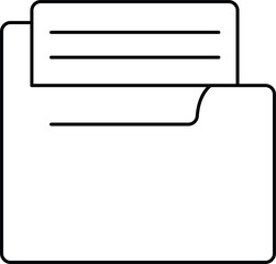 Folder Icon: Simple Black and White Outline Illustration of a File Folder with Documents for Web Design and Graphics