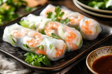 Vietnamese Summer Rolls (Gỏi Cuốn) with Shrimp and Peanut Sauce