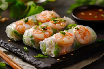 Vietnamese Fresh Spring Rolls with Prawns and Rice Vermicelli