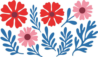 Floral vector art design with flowers and leaves elements editable vector
