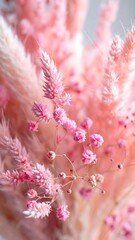 Close-up of a pink dried flower bouquet