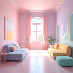 Pastel living room interior