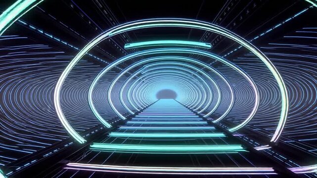 Ai generative Step into the future with this dynamic neon tunnel animation, perfect for tech intros, sci-fi visuals, and captivating motion graphics projects.