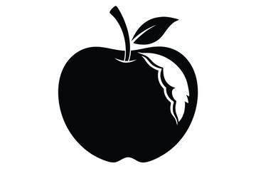 Single black apple icon shows a missing bite with stem and leaf present