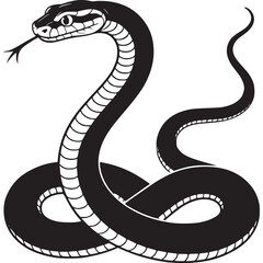 Fototapeta premium Vector art of black snake coiled