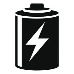 Battery icon displaying a lightning bolt symbolizing power and energy in a simple monochrome format
