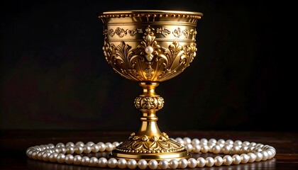 Ornate golden goblet with pearls