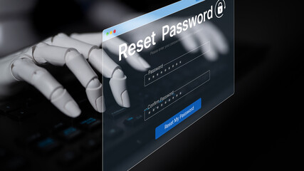 An AI assistant guides the user through a secure password reset process. This interface ensures the...