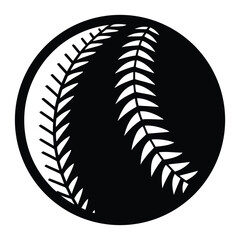 depicts a black and white baseball with visible stitching details and contrast