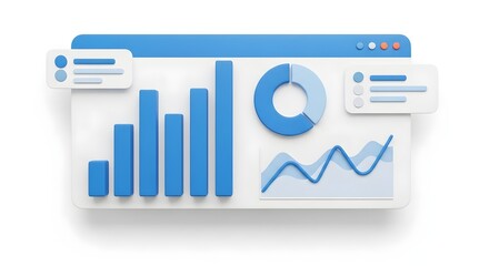 Modern digital dashboard displaying growth charts pie charts and line graphs for business analytics and data visualization