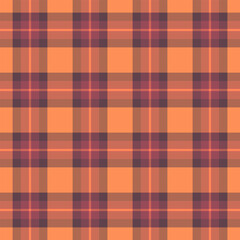 Mexico tartan plaid texture, volume check fabric vector. Magazine pattern seamless textile background in red and orange colors.