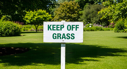 Signage Indicates Restriction On Private Lawn, Informing Observers To Keep Off