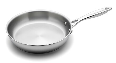 Sleek professional stainless steel frying pan, kitchen essential for culinary excellence
