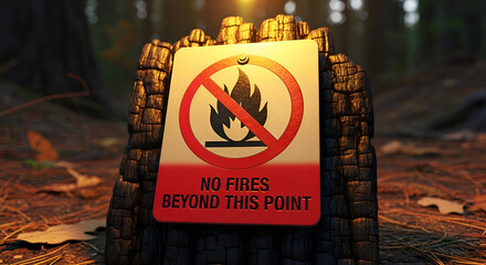 Signage Warning About Flames Prohibited Beyond The Designated Location In The Woodland
