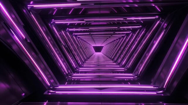 Ai generative Step into the Future with this Dynamic Neon Tunnel, Perfect for Tech, Sci-Fi, and Modern Design Projects, Glowing Purple Light and Sleek Reflections