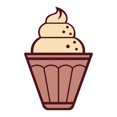 Delicious Chocolate Cupcake Vector Illustration