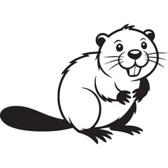 Obraz premium Vector art of cute beaver cartoon