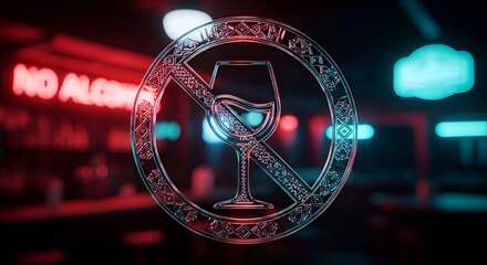 Symbolic Prohibition: A Neon-Lit Reminder Of Alcohol Abstinence And Modern Times
