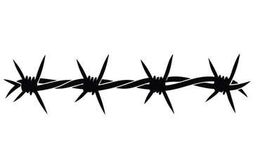 Black barbed wire stretches horizontally providing sharp edges to this fencing component design