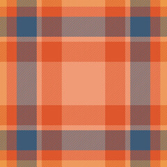 Classic tartan pattern. Traditional textile design featuring warm orange and cool blue hues. Great for backgrounds, fashion, or festive holiday themes.