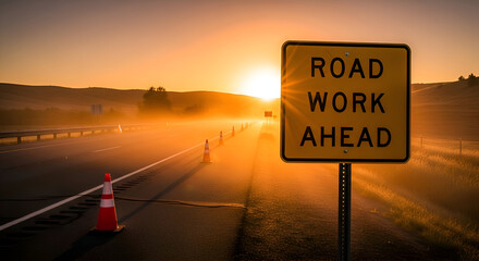 Sunrise Road Closure Sign Hints at Upcoming Highway Maintenance, Road Construction Ahead