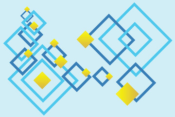 Abstract Geometric Design with Blue and Yellow Squares