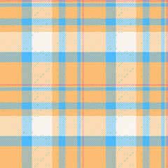 Diagonal tartan pattern seamless, geometric check vector texture. Turkish background fabric textile plaid in orange and cyan colors.