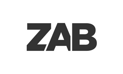 ZAB logo design template with strong and modern bold text. Initial based vector logotype featuring simple and minimal typography. Trendy company identity.