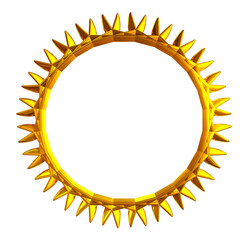 Golden abstract sun frame on png transparent background.