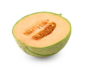 Sliced cantaloupe melon isolated on white background. clipping path