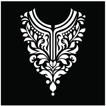Ornamental Floral Design A classic black and white floral design element featuring elegant, curved leaves and intricate detailing. Perfect for use in decorative borders, logos