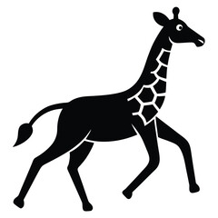 running giraffe vector icon on white background