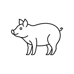 Obraz premium Line drawing of a simple pig art on transparent background
