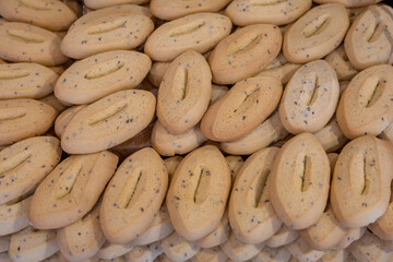 Traditional Oval Cookies Arranged in Rows