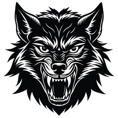 werewolf head roaring vector icon on white backgro