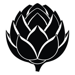 Monochrome illustration depicts an artichoke, showcasing its distinct leaf structure and unique botanical form